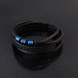 Buddha Gift Leather Multi-Layer Titanium Steel Balance Braided Magnetic Buckle Bracelet
