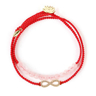 Buddha Gift Tibetan Handmade Lotus Pink Crystal Soothing Red String Bracelet (Extra 30% Off | USE CODE: FS30)