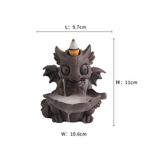 Buddha Gift Lovely Dinosaur Purple Clay Backflow Smoke Fountain Healing Incense Burner Decoration