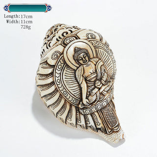 Buddha Gift Tibetan Handmade Engraved Shankha Buddha Avalokitesvara Conch Shell Wealth Decoration