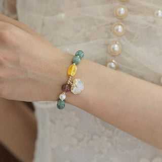 Buddha Gift Jade Sea shell Ruyi Lock Luck Bracelet