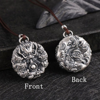 Buddha Gift 999 Sterling Silver Nine Dragons Playing With A Pearl Luck Protection Necklace Pendant