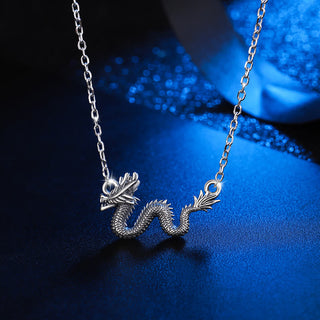 Buddha Gift 925 Sterling Silver Year Of The Dragon Auspicious Dragon Protection Chain Necklace Pendant