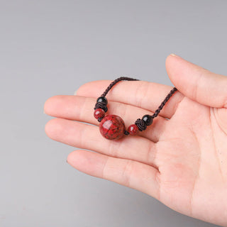 Buddha Gift Natural Cinnabar Stones Bead Blessing Necklace Pendant