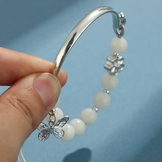 Buddha Gift Bodhi Seed Butterfly Lotus Luck Wealth Bracelet Bangle