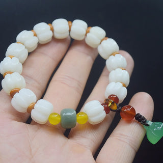 Buddha Gift Natural Bodhi Seed Red Agate Bodhi Calm Harmony Engraved Pumpkin Bead Lotus Bracelet