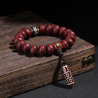 Buddha Gift Tibet Bodhi Seed Dzi Bead Dancing Lion Luck Bracelet Wrist Mala