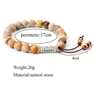 Buddha Gift Weathered Stone Om Mani Padme Hum Strengthen Bracelet