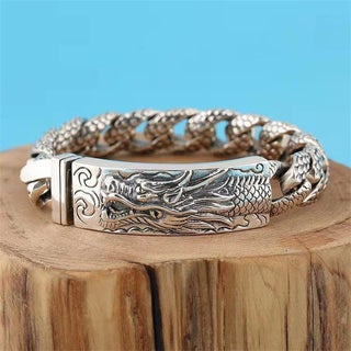 Buddha Gift Retro Dragon Scale Pattern Engraved Protection Bracelet