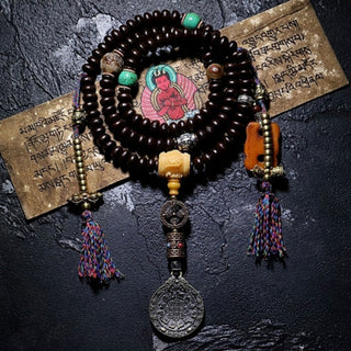 Buddha Gift Tibet 108 Mala Beads Purple Bodhi Seed Bagua Vajra Auspiciousness Bracelet