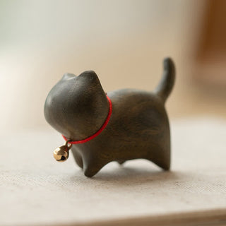 Buddha Gift Green Sandalwood Small Leaf Red Sandalwood Cute Cat Animals Soothing Peace Decoration