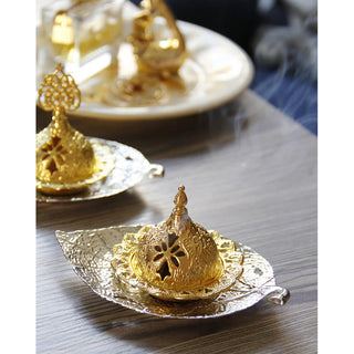 Buddha Gift Tibetan Gold Mini Leaf Coaster Meditation Incense Burner