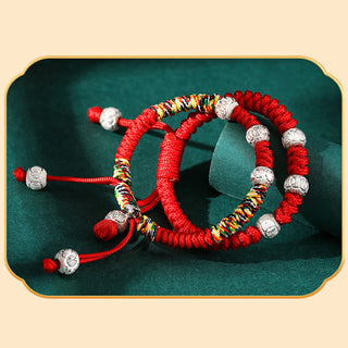 Buddha Gift 925 Sterling Silver King Kong Knot Multicolored Red String Strength Handmade Braided Kids Child Bracelet
