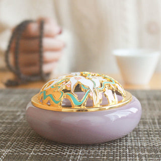 Buddha Gift Nine Tailed Fox Liuli Crystal Healing Meditation Incense Burner