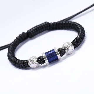 Buddha Gift 999 Sterling Silver Copper Coin Bead Copper Balance Braided String Bracelet