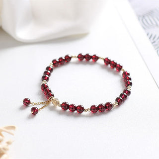 Buddha Gift 14K Gold Natural Garnet Calm Bracelet