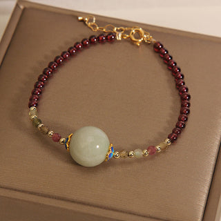 Buddha Gift Garnet Jade Bead Peace Buckle Protection Bracelet