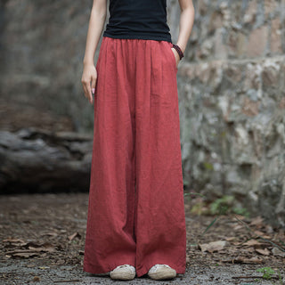 Buddha Gift Retro Wide Leg Pants Casual Women's Yoga Pants With Pockets