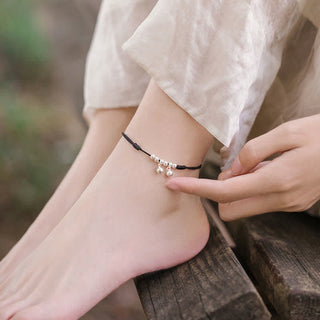 Buddha Gift 925 Sterling Silver Red String Braid Bell Charm Anklet