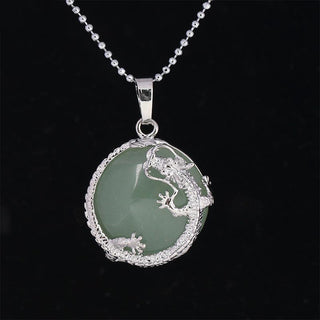 Buddha Gift Chinese Dragon Natural Quartz Crystal Healing Energy Necklace Pendant