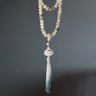 Buddha Gift Natural 108 Mala Beads Bodhi Seed Lotus Engraved Wisdom Tassel Bracelet