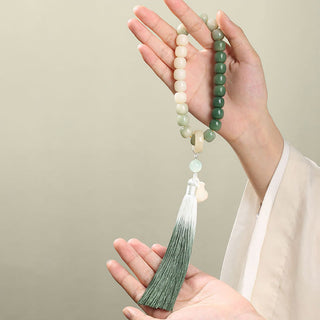 Buddha Gift Natural Gradient Bodhi Seed Fortune Money Bag Lotus Wisdom Tassel Wrist Mala