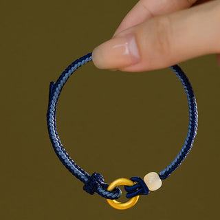 Buddha Gift 999 Sterling Silver Peace Buckle Hetian Jade Rope Fortune Bracelet