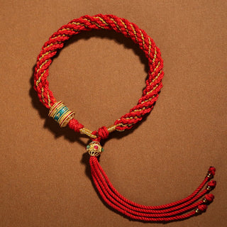 Buddha Gift Tibetan Handmade Luck Thangka Prayer Wheel Charm Weave String Bracelet