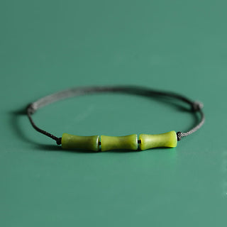 Buddha Gift Green Bamboo Jade Pattern Luck Abundance Bracelet