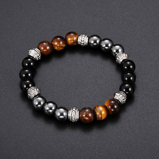 Buddha Gift Tiger Eye and Hematite Good Luck and Healing Bracelet