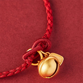 Buddha Gift Handmade Fu Character Charm Luck Happiness Bell Red Rope Bracelet