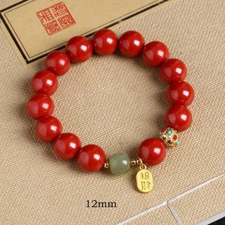Buddha Gift Cinnabar Green Aventurine Fortune Protection Charm Bracelet