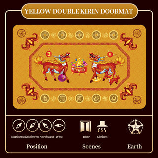 Buddha Gift Five Elements Lucky Crane Gourd Kirin Dragon Axe Nine Koi Fish Non-slip Foot Pad Doormat