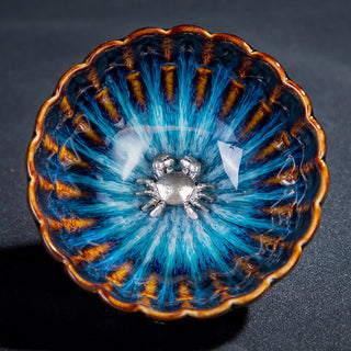 Buddha Gift Lotus Goldfish Auspicious Dragon Phoenix Ceramic Teacup Inlaid Tea Cups 130ml