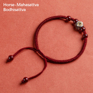 Buddha Gift 925 Sterling Silver Chinese Zodiac Natal Buddha Cinnabar Calm Bracelet