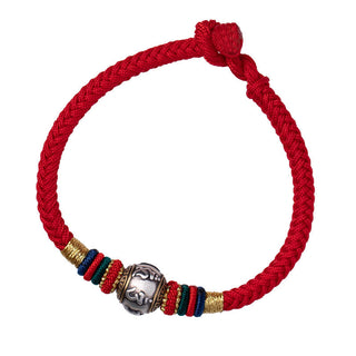 Buddha Gift 925 Sterling Silver Tibet Handmade Om Mani Padme Hum Luck Protection King Kong Knot Braided Bracelet