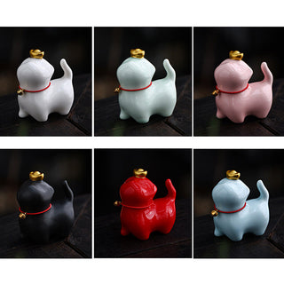 Buddha Gift Mini Lucky Cat Ingot Tea Pet Ceramic Home Desk Figurine Decoration