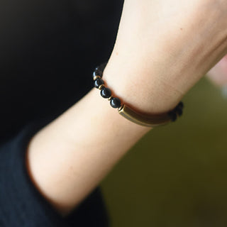 Buddha Gift Red Jasper Moss Agate Black Obsidian Crystal Copper Peace Couple Bracelet