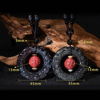 Buddha Gift FengShui Natural Rainbow Obsidian PiXiu Cinnabar Healing Necklace Pendant