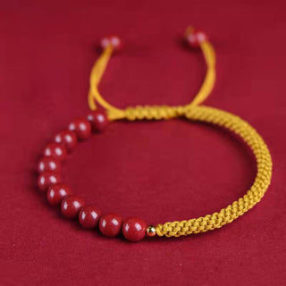 Buddha Gift Natural Cinnabar King Kong Knot Blessing String Bracelet