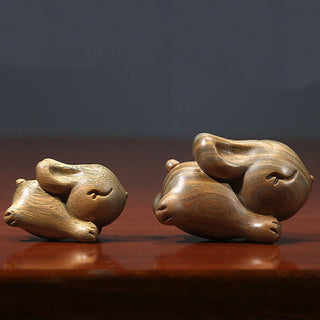 Buddha Gift Green Sandalwood Small Mini Cute Rabbit Bunny Peace Decorations