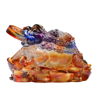 Buddha Gift Feng Shui Frog Handmade Liuli Crystal Art Piece Wealth Home Office Decoration