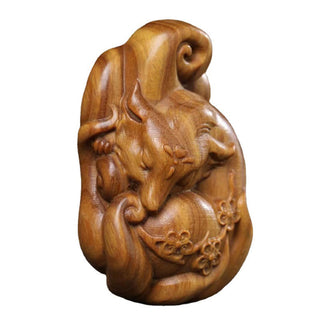 Buddha Gift Mini Nine Tailed Fox Green Sandalwood Peace Decoration Car Hanging Decoration