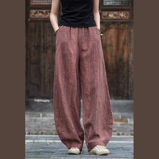 Buddha Gift Ramie Cotton Linen Pants Tie-dye Design Trousers Loose Zen Yoga Women's Pants with Pockets