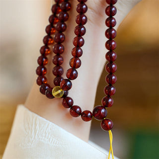 Buddha Gift Natural 108 Mala Beads Amber Clear Anxiety Bracelet