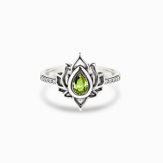 Buddha Gift Sterling Silver Lotus Zircon Blessing Protection Ring
