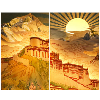 Buddha Gift Tibet Potala Palace Paper LED Carving Lamp Art Night Lights Creative LED Table Lamp