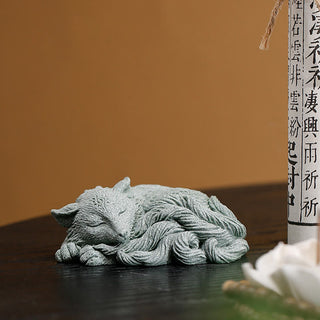 Buddha Gift Small Nine Tailed Fox Protection Home Tea Pet Figurine Decoration