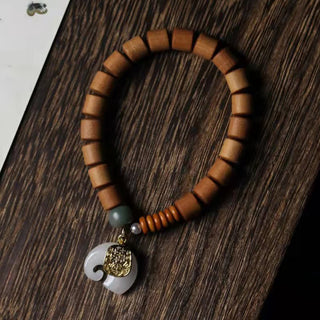Buddha Gift Sandalwood Jade Elephant Protection Bracelet