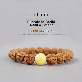 Buddha Gift Tibet Rudraksha Bodhi Seed Dzi Bead Amber Turquoise Wealth Bracelet